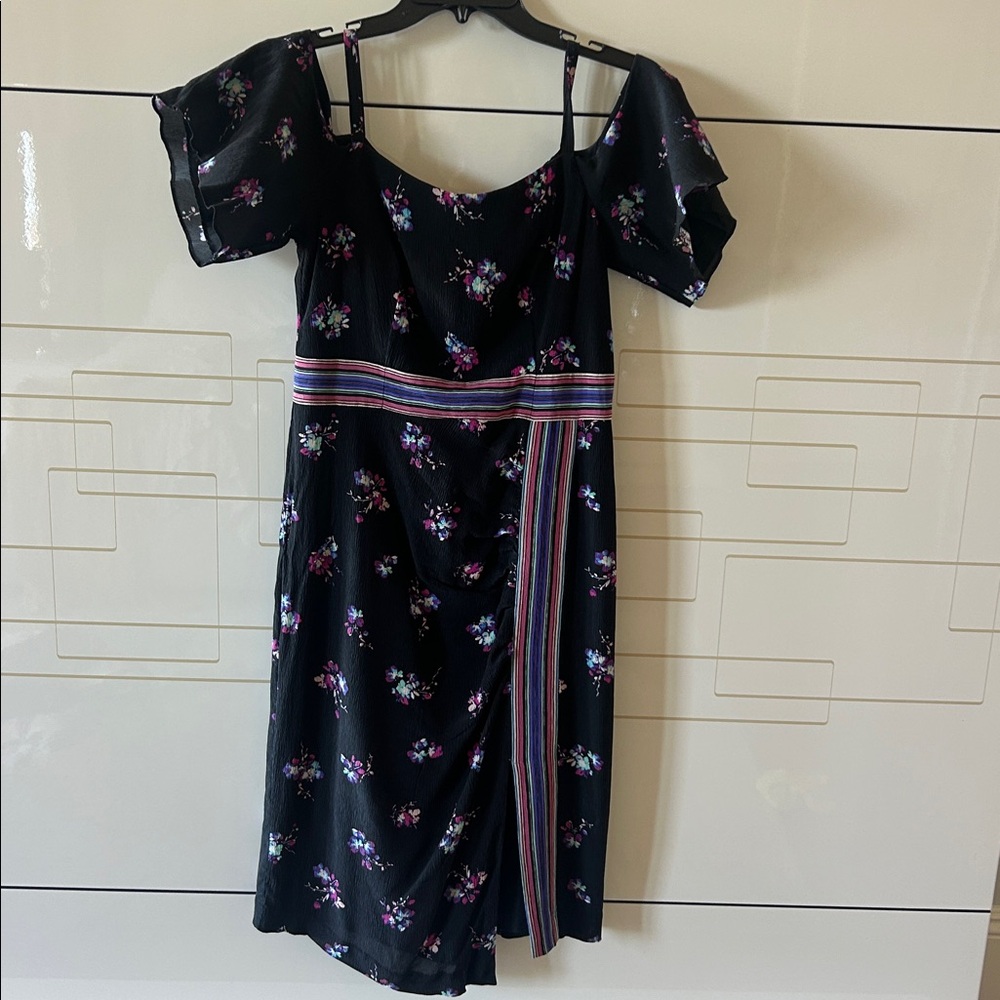 Nanette Lepore Black Dress with Vibrant Floral Accents